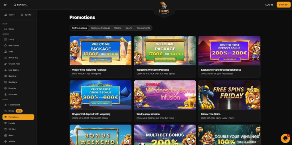 Horus Casino Free Spins